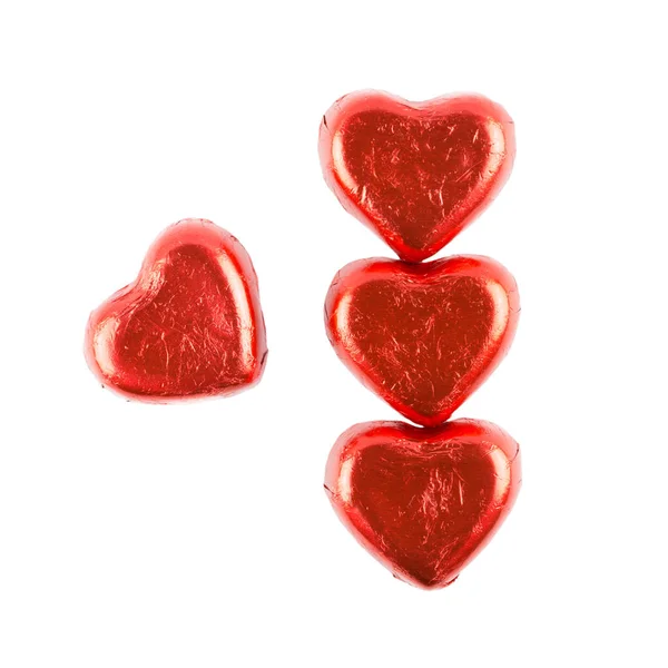 Chocolate candy red heart isolated on white background. — Stock Photo, Image