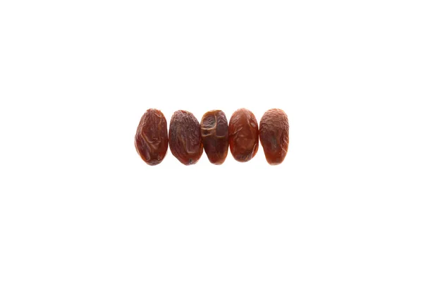 Dried dates (Phoenix dactylifera l) isolated on white background — Stock Photo, Image