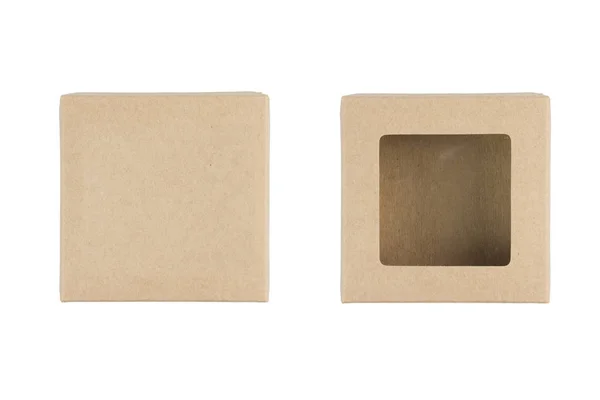 Hnědé krabici, izolovaných na bílém pozadí — Stock fotografie
