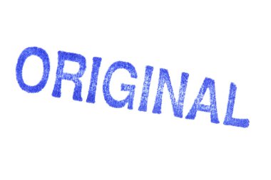 Orijinal - beyaz arka planda izole mavi Kauçuk Damga