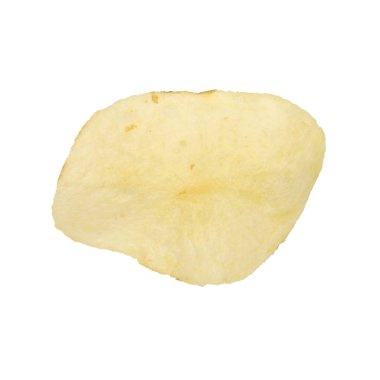 beyaz zemin üzerinde tek patates cipsi. 