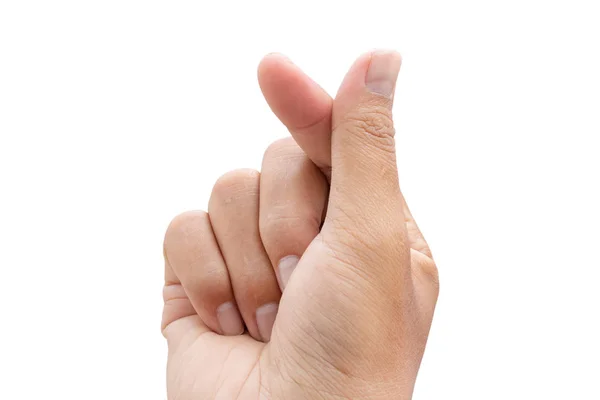 Mão, mini lareira dedos isolados no fundo branco — Fotografia de Stock