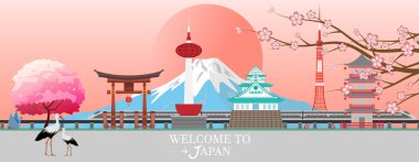 Panorama seyahat kartpostal, Japonya tur reklam.