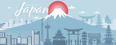 Panorama seyahat kartpostal, Japonya tur reklam.