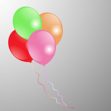 Gri arka planda izole edilmiş renkli balonlar.