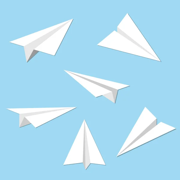 Set of paper planes icon flat design on blue background. — Stock Vector