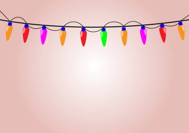 Dekorasyon için Noel ışıkları ampul. Vektör çizimi.