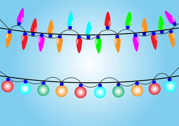 Bombilla de luces de Navidad para la decoración. Ilustración vectorial . — Vector de stock