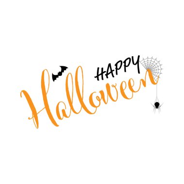 Mutlu Cadılar Bayramı yazılı afişleri, Tatil el yazısı posteri, tebrik kartı, parti davetiyesi, Vektör illüstrasyonu.