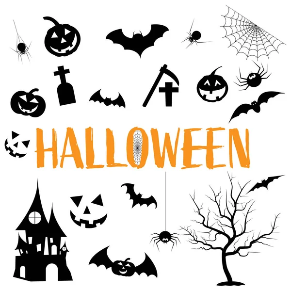 Glückliche Halloween Sammlung Halloween Icon Design Hintergrund Vektorillustration — Stockvektor