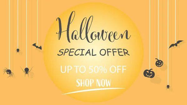 Bannière Offre Spéciale Vente Halloween Pour Magasinage Vacances Conception Modèle — Image vectorielle