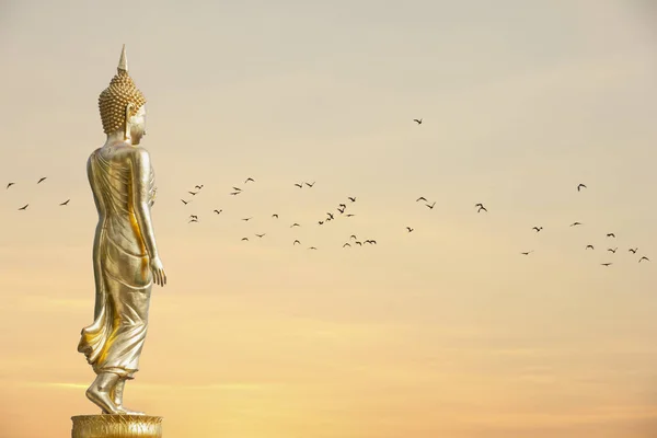 Buddha staty stående på Wat Phra That Khao Noi, Nan Province, Thailand — Stockfoto