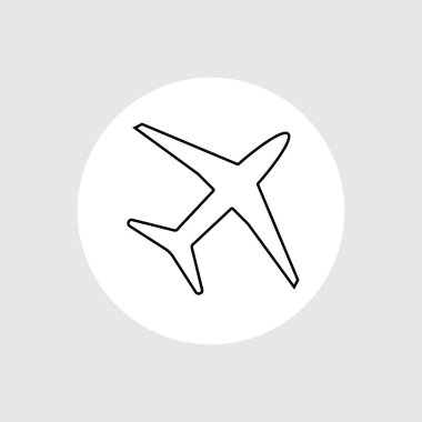 Gri arka planda uçak çizgisi simgesi tasarımı. Vektör çizimi.