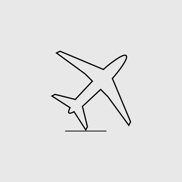 Projekt ikony linii samolotu na szarym tle. Ilustracja wektorowa. — Wektor stockowy
