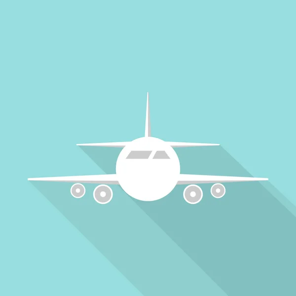 Samolot ikona długi cień projekt na zielonym tle. Ilustracja wektorowa. — Wektor stockowy