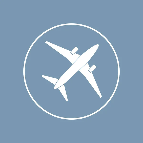 Projeto plano do ícone do avião no fundo azul. Ilustração vetorial . — Vetor de Stock