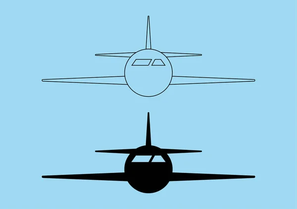 Flugzeug-Icon-Design auf blauem Hintergrund. Vektorillustration. — Stockvektor