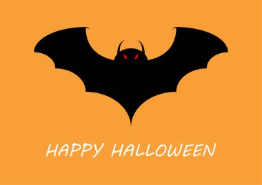 Yarasa ile Mutlu Halloween metin afiş, Tatil kaligrafi afiş, tebrik kartı, parti davetiyesi, Vektör illüstrasyon.