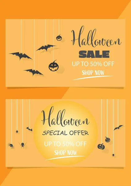 Bannière d'offre spéciale de vente d'Halloween pour le magasinage de vacances, conception de modèle de promotion. Illustration vectorielle . — Image vectorielle