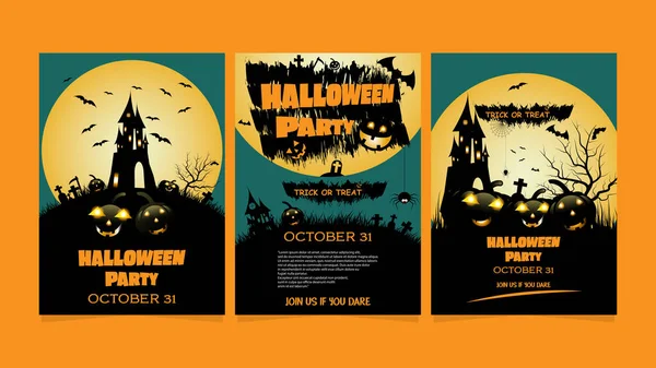 Halloween-Party Einladung, Urlaub Kalligraphie Poster, Grußkarte, Party-Einladung, Vektorillustration. — Stockvektor