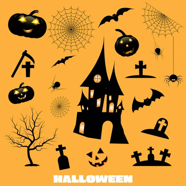 Glückliche halloween-Sammlung, halloween icon design hintergrund, vektorillustration. — Stockvektor