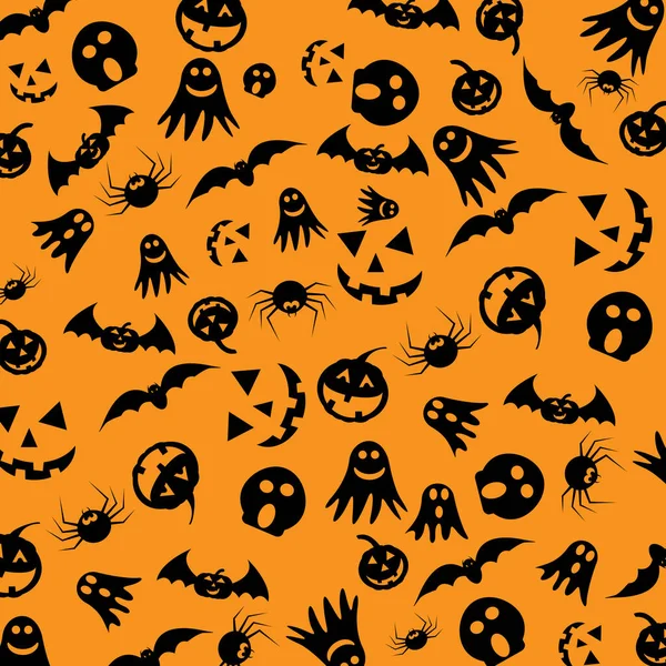 Halloween padrão sem costura festiva. Halloween silhueta ícone design de fundo. Ilustração vetorial . — Vetor de Stock