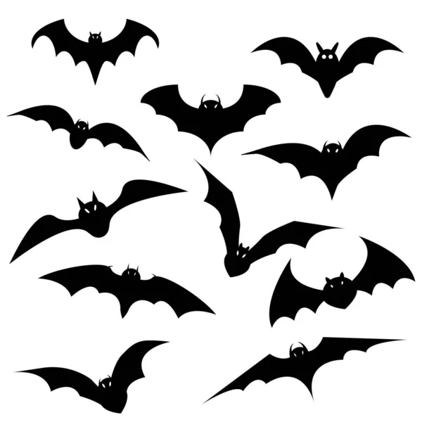 Halloween fekete denevér ikon készlet. Vektor illusztráció. Halloween szimbólum. — Stock Vector