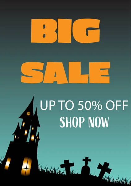 Halloween Sale banner oferta especial para compras de férias, design de modelo de promoção. Ilustração vetorial . — Vetor de Stock