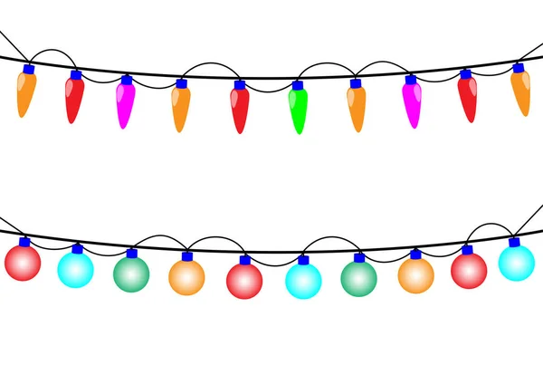 Bombilla de luces de Navidad para la decoración. Ilustración vectorial . — Vector de stock