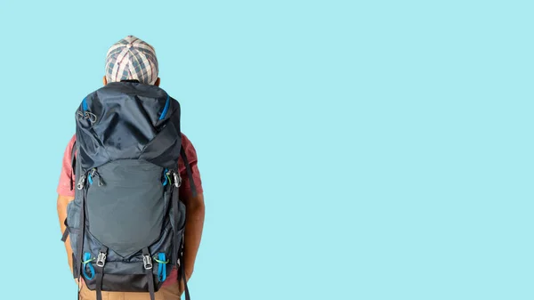 Aziatische Man Casual Shirt Dragen Pet Met Backpacker Klaar Reizen — Stockfoto