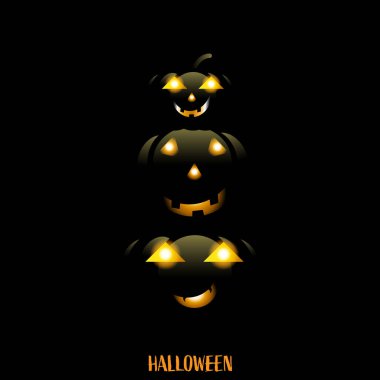 Cadılar Bayramı Balkabağı kutlaması için karanlık arka planda. Tatil partisi davetiyesi posteri, tebrik kartı, parti davetiyesi, Vektör illüstrasyonu.