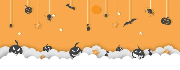 Buon Halloween Banner Party Invito Sfondo Cartellone Auguri Illustrazione Vettoriale — Vettoriale Stock