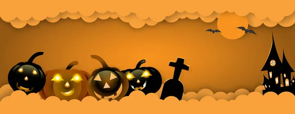 Buon Halloween Banner Party Invito Sfondo Cartellone Auguri Illustrazione Vettoriale — Vettoriale Stock