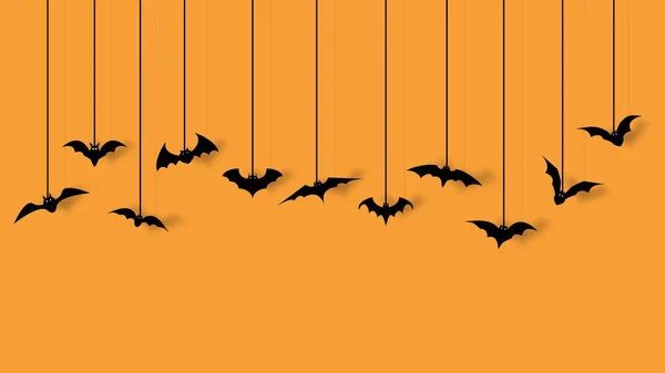 Decoração Morcego Para Festa Halloween Isolado Fundo Laranja Ilustração Vetorial — Vetor de Stock