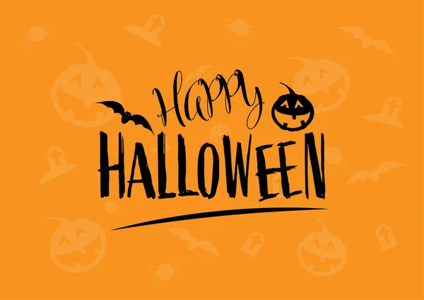 Happy Halloween Text Banner Holiday Calligraphy Poster Greeting Card Party — Stock Vector