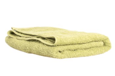 Beyaz arkaplanda yeşil vücut havlusu izole edildi