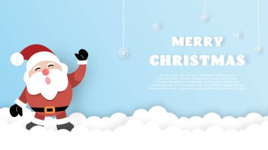 Mutlu Noeller, komik Noel Baba ve Noel sahnesi, tebrik kartı. vektör illüstrasyonu.