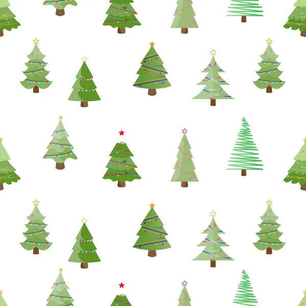 Árbol Navidad Patrón Sin Costura Decoración Vacaciones Invierno Fondo Árboles — Vector de stock