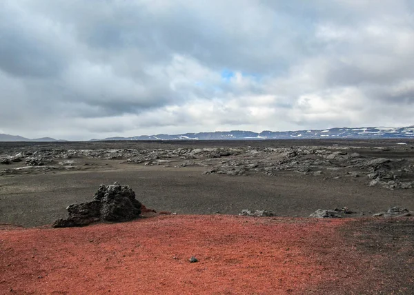 Vörös Fekete Vulkanikus Föld Askja Caldera Vatnajokull Nemzeti Park Izland — Stock Fotó