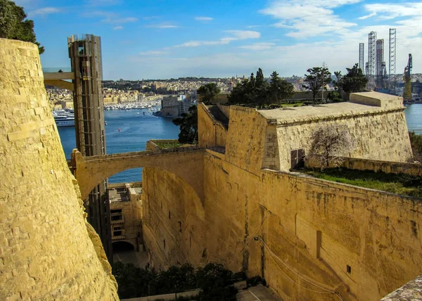 Krásný Pohled Výtah Horním Barrakka Gardens Město Valletta Malta Evropa — Stock fotografie