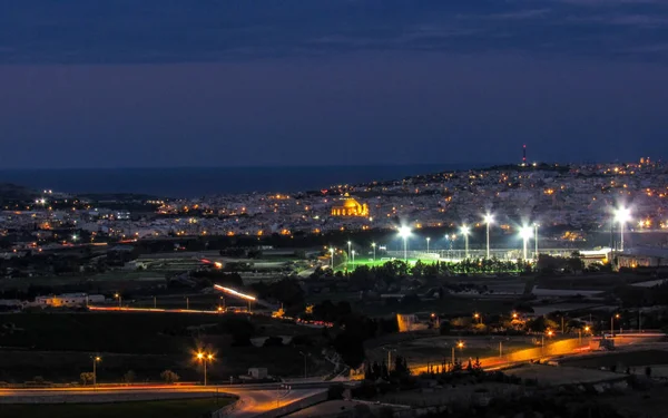 Панорамою Заходу Сонця Мальтійська Сільської Місцевості Європи Стіни Мальта Місті — стокове фото