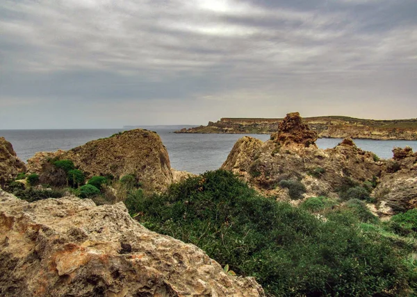 Maltese Nature Beauty Nearby Qarraba Natural Wonder Gnejna Bay Ghajn — Stock Photo, Image