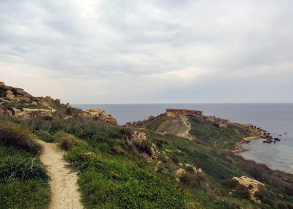 Hiking Yakındaki Qarraba Doğal Merak Güzel Manzara Ghajn Tuffieha Bay — Stok fotoğraf