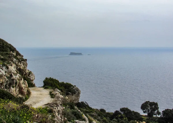 Dingli Cliffs Akdeniz Yemyeşil Kırsal Malta Europe Görkemli Görünümleri Ile — Stok fotoğraf