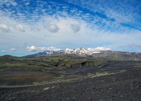 Maelifellsandur Siyah Kum Volkanik Çöl Karda Laugavegur Yakındaki Fjallabak Doğa — Stok fotoğraf