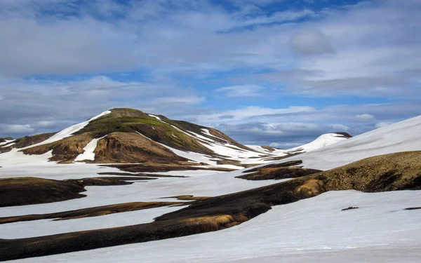 Vista Panorâmica Sobre Montanhas Riolíticas Coloridas Área Geotérmica Ativa Jokultungur — Fotografia de Stock