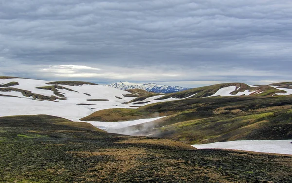 Panoramic View Jokultungur Geothermal Area Colorful Rhyolite Mountains Bright Yellow — Stock Photo, Image