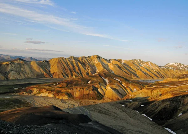 Vista Panorâmica Popular Destino Turístico Mais Remoto Landmannalaugar Área Geográfica — Fotografia de Stock