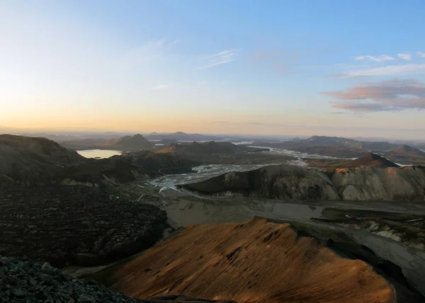 Vista Panorâmica Popular Destino Turístico Mais Remoto Landmannalaugar Área Geográfica — Fotografia de Stock