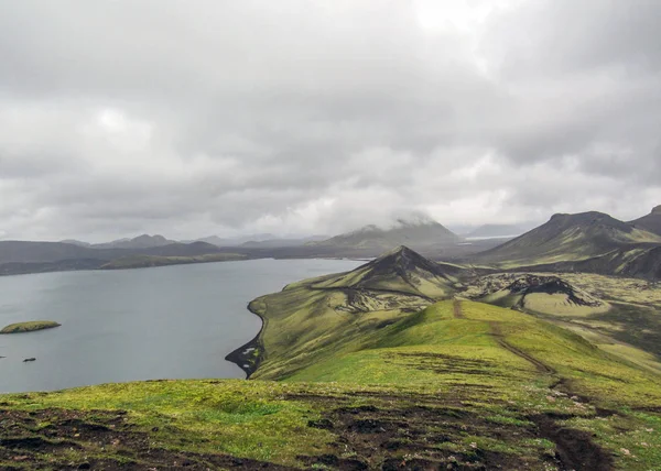 Namshraun Лава Поле Дайвінг Frostastadavatn Озеро Landmanalaugar Область Highland Ісландії — стокове фото